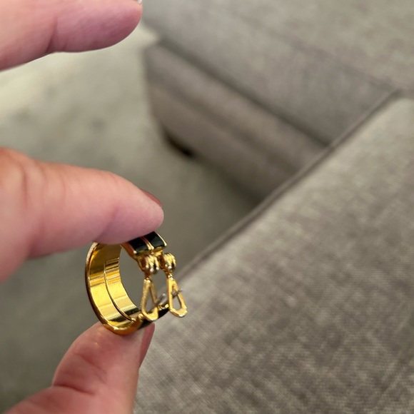 Gold & Black Hoop Earrings - Picture 4 of 5